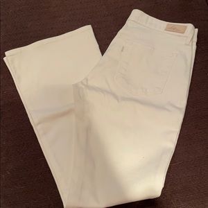 Women’s white denim flared leg jeans